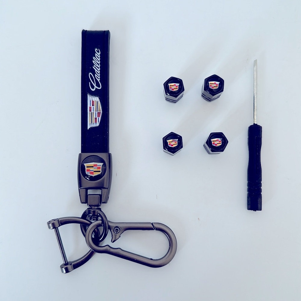 NWT Cadillac Keychain & Tire Cap 6 pc Bundle - Picture 4 of 5
